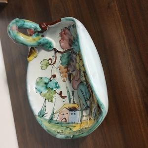 Grape Leaf Dish Hand Painted Ceramic Wine Grapes Server Dish Italian Italy